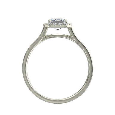 Bague Capri solitaire diamant Émeraude et diamants ronds 0.60 carat I / SI / Or Blanc 18 carats