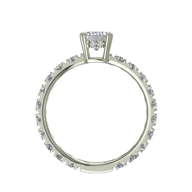 Bague Valentina diamant Émeraude et diamants ronds 1.50 carat I / SI / Or Blanc 18 carats