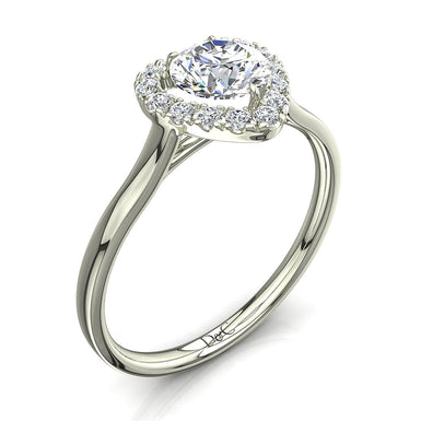 Bague de mariage diamant coeur et diamants ronds 0.50 carat Capri I / SI / Or Blanc 18 carats