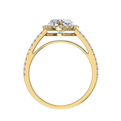 Solitaire Genova bague diamant coeur et diamants ronds 1.00 carat I / SI / Or Jaune 18 carats