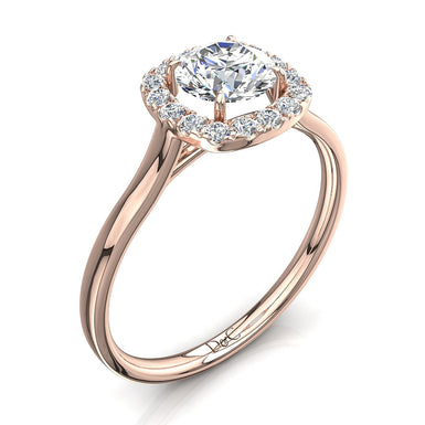 Bague de mariage diamant coussin et diamants ronds 0.60 carat Capri I / SI / Or Rose 18 carats