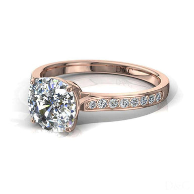 Solitaire Ganna bague diamant coussin et diamants ronds 0.60 carat I / SI / Or Rose 18 carats