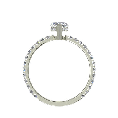 Solitaire Valentine bague diamant marquise et diamants ronds 0.90 carat I / SI / Or Blanc 18 carats