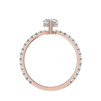 Solitaire Valentine bague diamant marquise et diamants ronds 0.90 carat I / SI / Or Rose 18 carats
