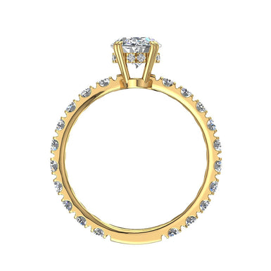 Bague solitaire 1.50 carat diamant ovale et diamants ronds Valentina I / SI / Or Jaune 18 carats