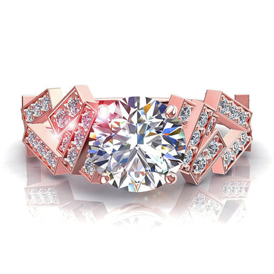 Bague de fiançailles diamant rond 0.92 carat Gina I / SI / Or Jaune 18 carats