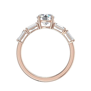 Bague de fiançailles diamant Émeraude 1.10 carat Dora I / SI / Or Rose 18 carats
