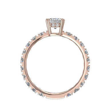 Bague Valentina diamant Émeraude et diamants ronds 1.50 carat I / SI / Or Rose 18 carats