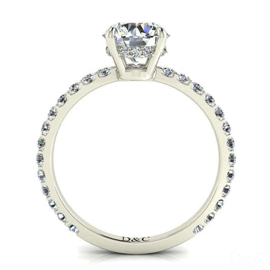 Bague de fiançailles diamant rond 0.70 carat Valentine I / SI / Or Blanc 18 carats