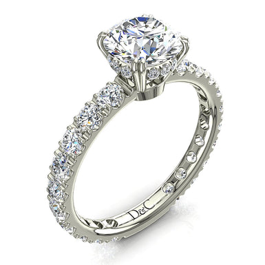 Bague de fiançailles diamant rond 1.80 carat Valentina I / SI / Or Blanc 18 carats