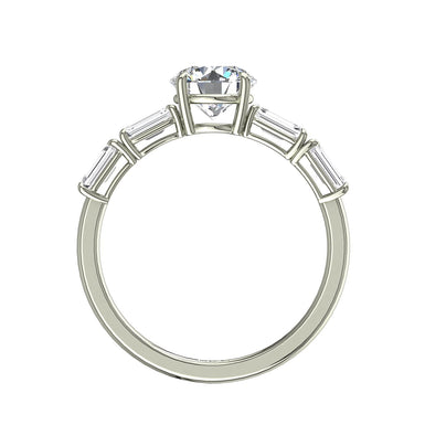 Bague de fiançailles diamant Émeraude 1.10 carat Dora I / SI / Or Blanc 18 carats