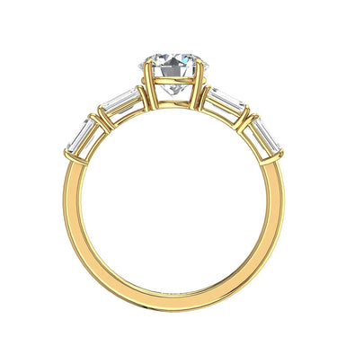 Bague de fiançailles diamant Émeraude 1.10 carat Dora I / SI / Or Jaune 18 carats