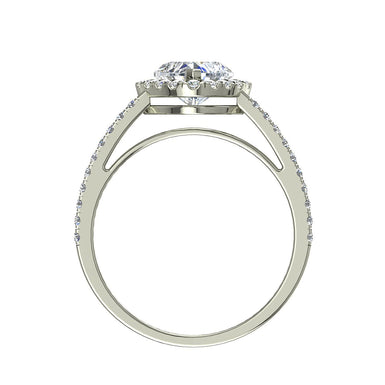 Solitaire Genova bague diamant coeur et diamants ronds 1.00 carat I / SI / Or Blanc 18 carats