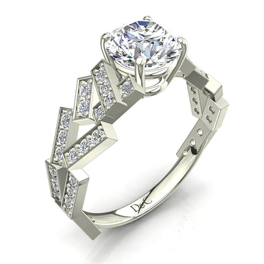 Bague de fiançailles diamant rond 0.92 carat Gina I / SI / Or Blanc 18 carats