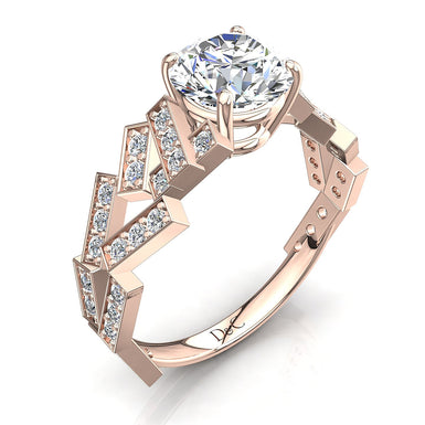 Bague de fiançailles diamant rond 0.92 carat Gina I / SI / Or Rose 18 carats