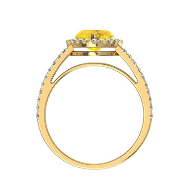 Bague de fiançailles saphir jaune coeur et diamants ronds 1.10 carat Genova A / SI / Or Jaune 18 carats