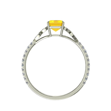 Bague Angela saphir jaune marquise et diamants marquises et diamants ronds 1.00 carat A / SI / Or Blanc 18 carats