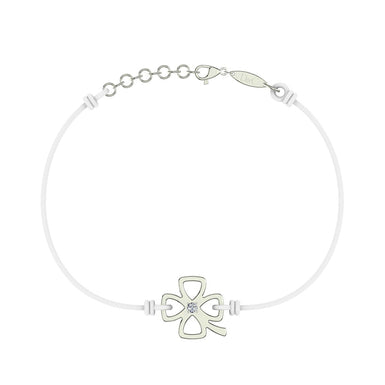 Bracelet cordon Trèfle en Or avec diamant Or Jaune 18 carats / Noir