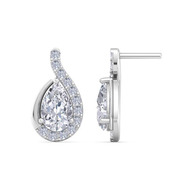 Boucles d'oreilles diamants poires et diamants ronds 0.70 carat Stella I / SI / Or Blanc 18 carats