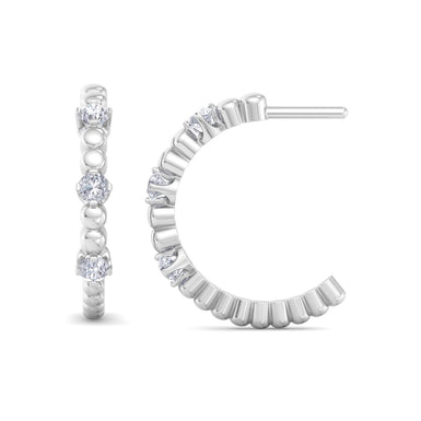 Boucles d'oreilles diamants ronds 0.12 carat Helene Or Blanc 18 carats