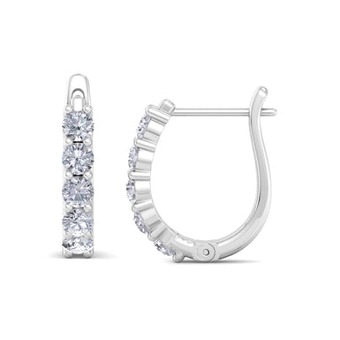 Boucles d'oreilles diamants ronds 0.70 carat Nicole Or Blanc 18 carats