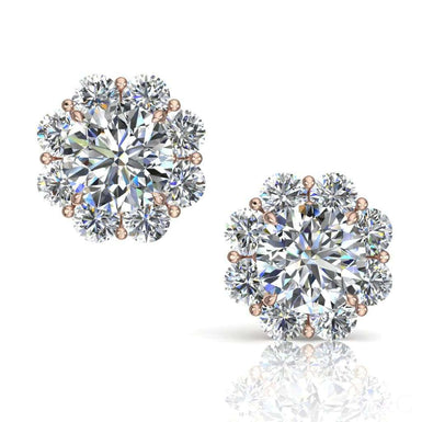 Boucles d'oreilles diamants ronds 0.96 carat Victoria I / SI / Or Rose 18 carats