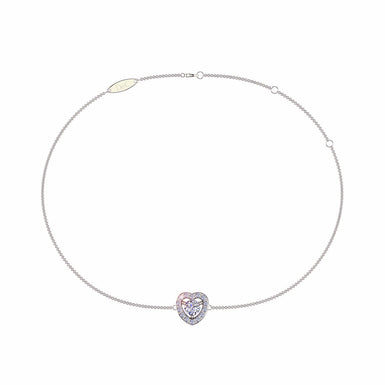 Bracelet diamant rond 0.25 carat Giulia coeur I / SI / Or Blanc 18 carats