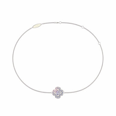 Bracelet diamant rond 0.25 carat Giulia trefle I / SI / Or Blanc 18 carats