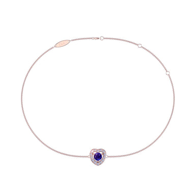 Bracelet saphir rond et diamants ronds 0.25 carat Giulia coeur A / SI / Or Blanc 18 carats