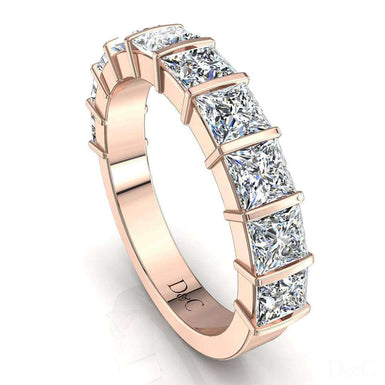 Demi-alliance 10 diamants princesses 1.60 carat Ariane I / SI / Or Rose 18 carats