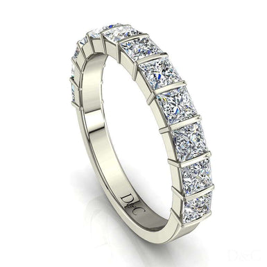 Demi-alliance 12 diamants princesses 1.30 carat Ariane I / SI / Or Blanc 18 carats