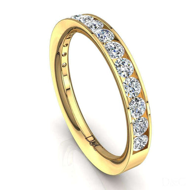 Demi-alliance 15 diamants ronds 0.60 carat Ashley I / SI / Or Jaune 18 carats