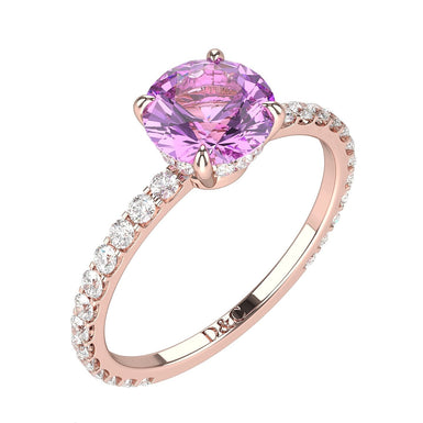订婚戒指紫水晶圆形 3.00 克拉情人节