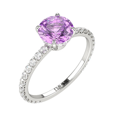 订婚戒指紫水晶圆形 3.00 克拉情人节