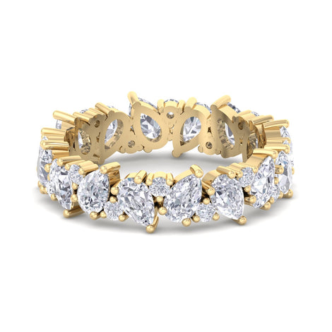 Fede nuziale Alina con diamanti a pera e diamanti rotondi in oro giallo 2.25 carati