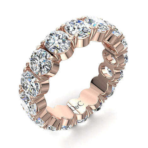 Alliance diamants ovales 6.40 carats or rose Tatiana