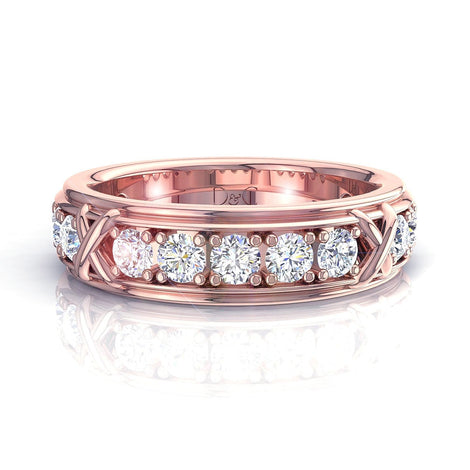 Fede nuziale diamanti tondi 1.00 carati oro rosa Cinthia
