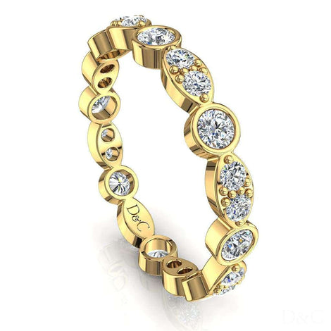 Fede nuziale Katia in oro giallo 1.20 carati con diamanti rotondi