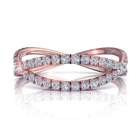 Fede nuziale con diamanti tondi in oro rosa 1.30 carati Santa Barbara