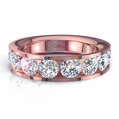 Fede nuziale con diamante tondo 3.00 carati Iris I / SI / Oro rosa 18 carati