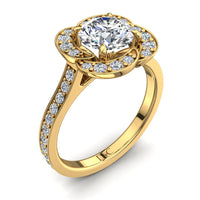Solitaire Vittoria bague diamant rond 1.00 carat or jaune
