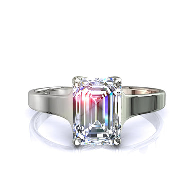 Anello con diamante smeraldo 0.30 carati Cindy I / SI / Platino