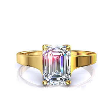 Anello con diamante smeraldo 0.30 carati Cindy I / SI / oro giallo 18 carati