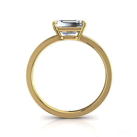 Bella anello di fidanzamento in oro giallo 0.40 carati con smeraldo e diamante