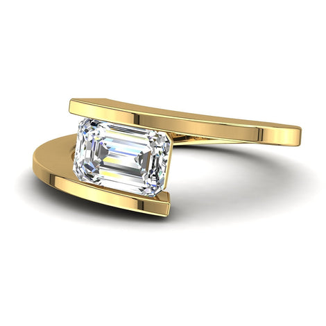 Arabella anello di fidanzamento con diamante smeraldo 0.50 carati in oro rosa