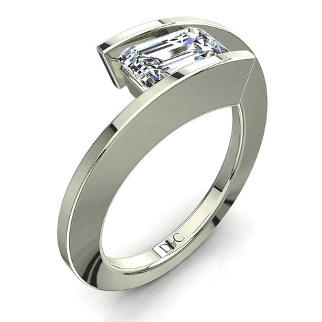 Anello di fidanzamento in oro bianco con diamante Smeraldo da 0.60 carati Arabella
