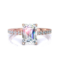 Bague de fiançailles diamant Émeraude 0.60 carat or rose Jenny