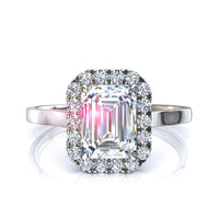 Anello di fidanzamento in oro bianco con diamante Smeraldo Capri 0.70 carati