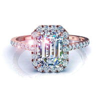 Anello di fidanzamento con diamante in oro rosa 0.70 carati Smeraldo Camogli