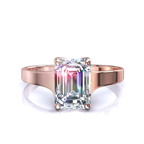 Anello con diamante smeraldo Cindy in oro rosa 0.70 carati